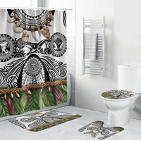 Polynesia Maui White Tattoo Inspired Bathroom Set Tropical Leaf Skirt Costume DT05 Bathroom Set (4 pcs) White - Polynesian Pride