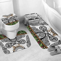 Polynesia Maui White Tattoo Inspired Bathroom Set Tropical Leaf Skirt Costume DT05 Mat Set Only (3 pcs) One Size White - Polynesian Pride