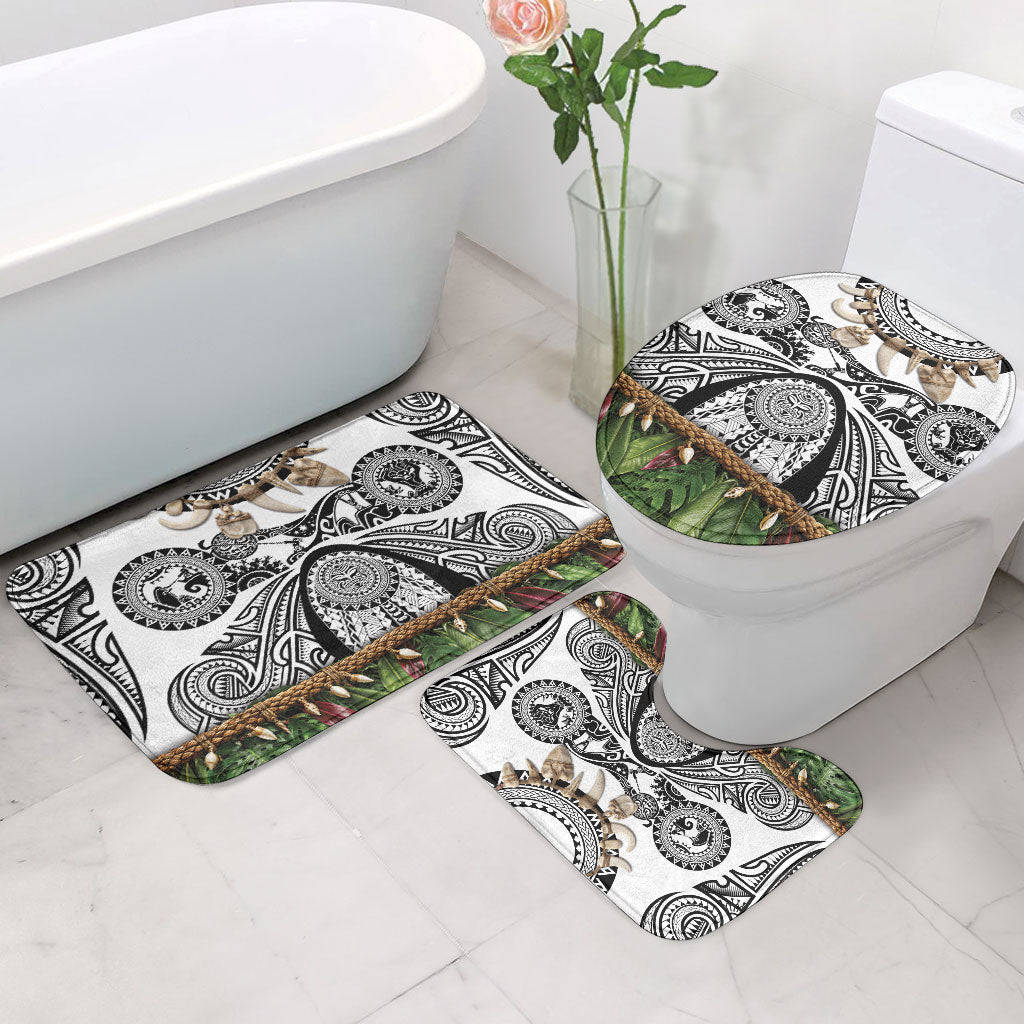 Polynesia Maui White Tattoo Inspired Bathroom Set Tropical Leaf Skirt Costume DT05 - Polynesian Pride