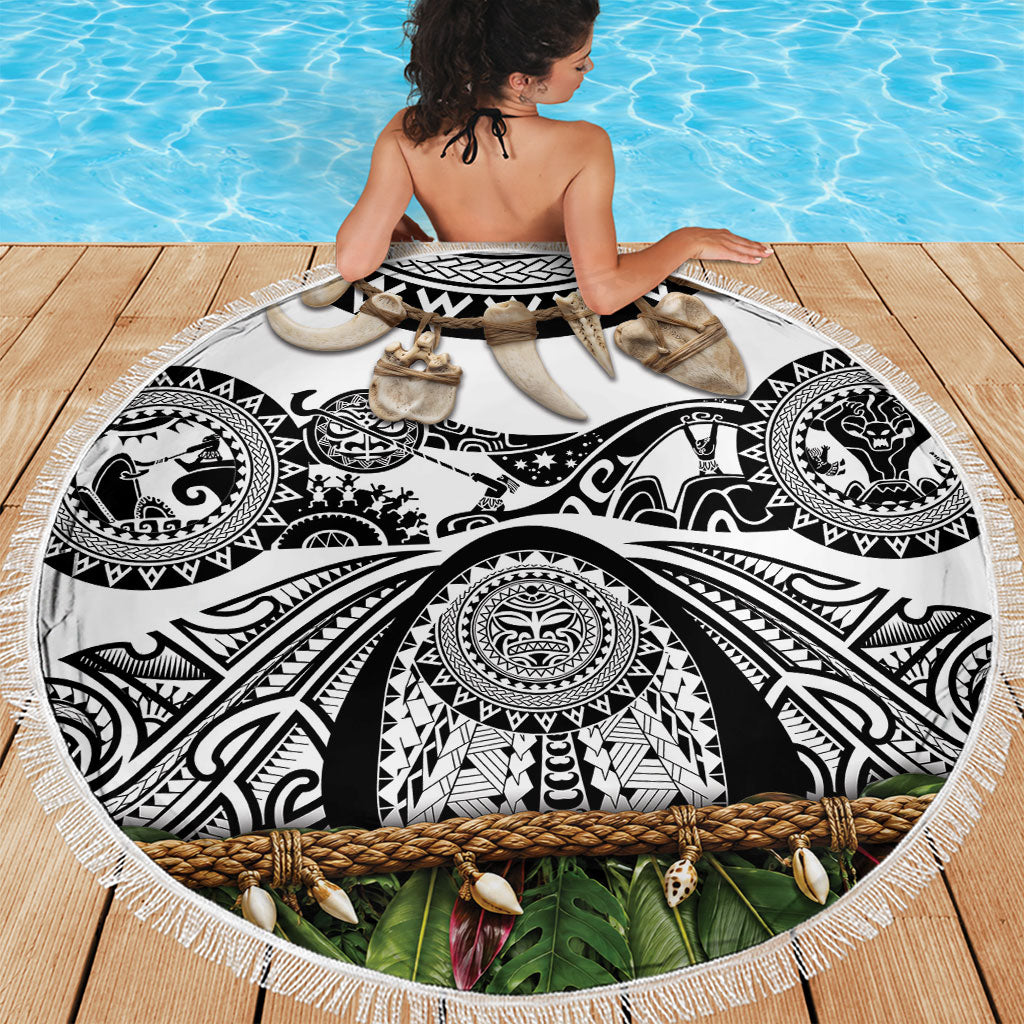 Polynesia Maui White Tattoo Inspired Beach Blanket Tropical Leaf Skirt Costume DT05 - Polynesian Pride