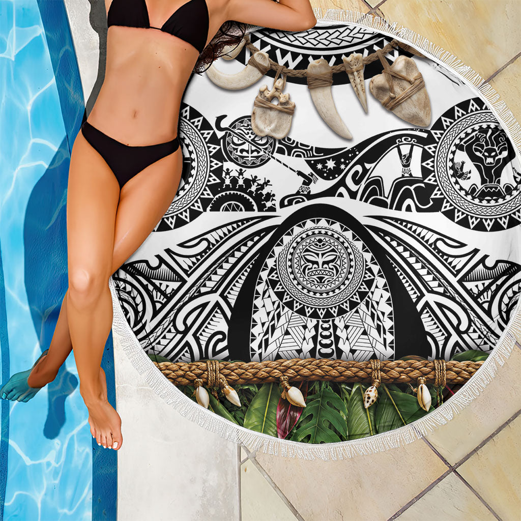 Polynesia Maui White Tattoo Inspired Beach Blanket Tropical Leaf Skirt Costume DT05 - Polynesian Pride