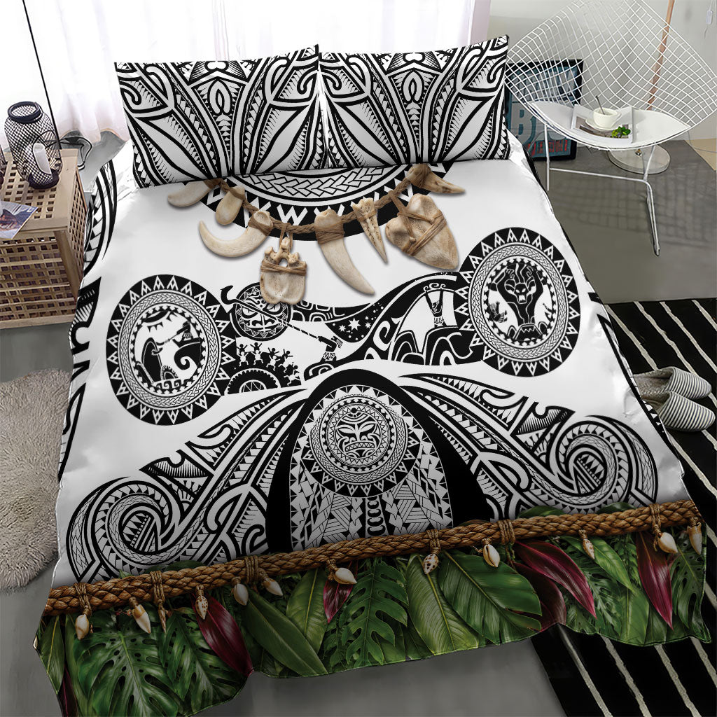 Polynesia Maui White Tattoo Inspired Bedding Set Tropical Leaf Skirt Costume DT05 - Polynesian Pride
