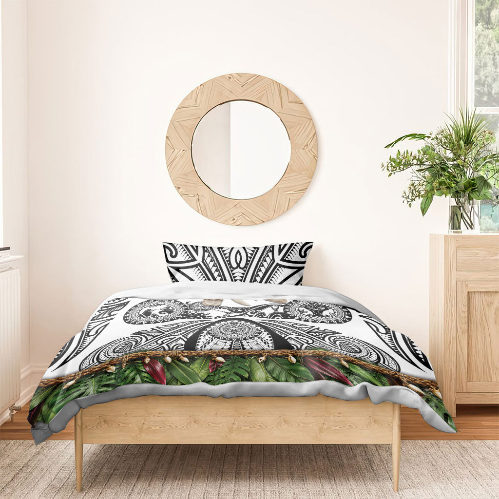 Polynesia Maui White Tattoo Inspired Bedding Set Tropical Leaf Skirt Costume DT05 - Polynesian Pride