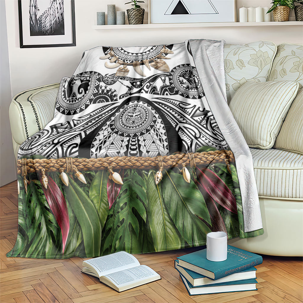 Polynesia Maui White Tattoo Inspired Blanket Tropical Leaf Skirt Costume DT05 White - Polynesian Pride
