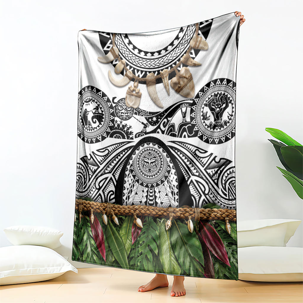 Polynesia Maui White Tattoo Inspired Blanket Tropical Leaf Skirt Costume DT05 - Polynesian Pride