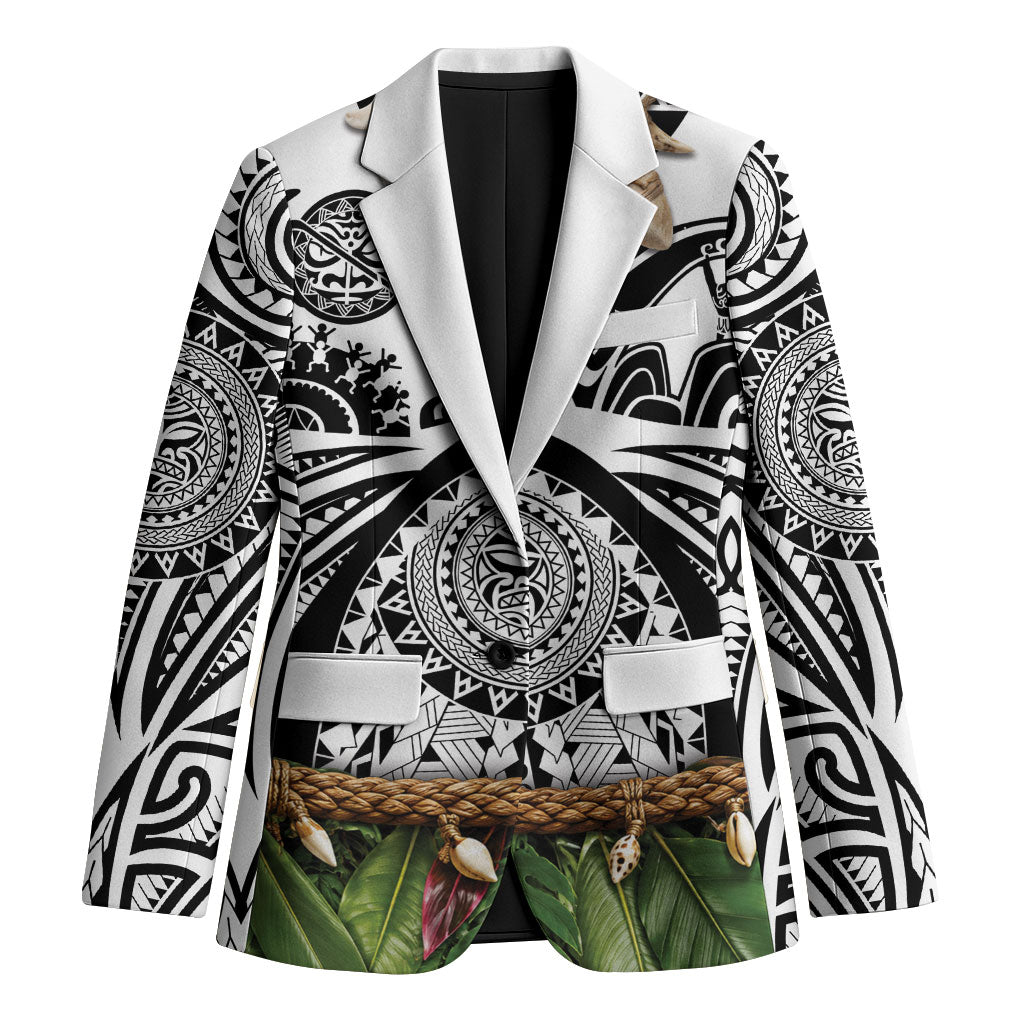 Polynesia Maui White Tattoo Inspired Blazer Tropical Leaf Skirt Costume DT05 Unisex White - Polynesian Pride