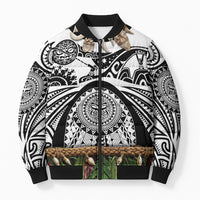 Polynesia Maui White Tattoo Inspired Bomber Puffer Jacket Tropical Leaf Skirt Costume DT05 Unisex White - Polynesian Pride