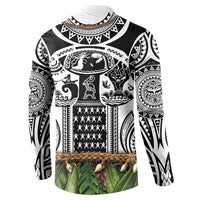 Polynesia Maui White Tattoo Inspired Button Sweatshirt Tropical Leaf Skirt Costume DT05 - Polynesian Pride