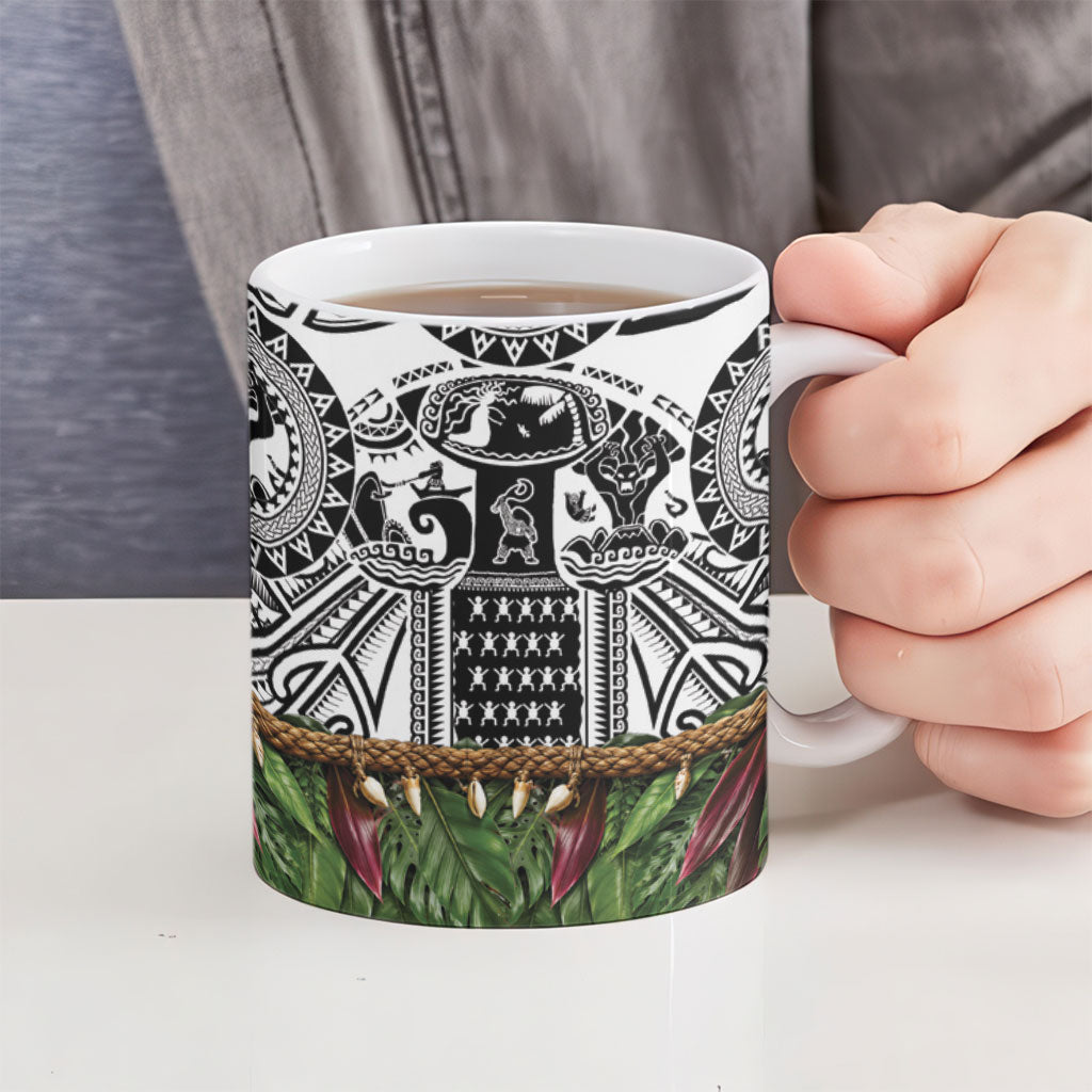 Polynesia Maui White Tattoo Inspired Ceramic Mug Tropical Leaf Skirt Costume DT05 - Polynesian Pride