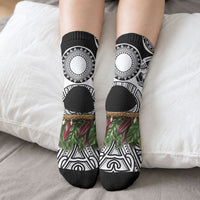 Polynesia Maui White Tattoo Inspired Crew Socks Tropical Leaf Skirt Costume DT05 - Polynesian Pride