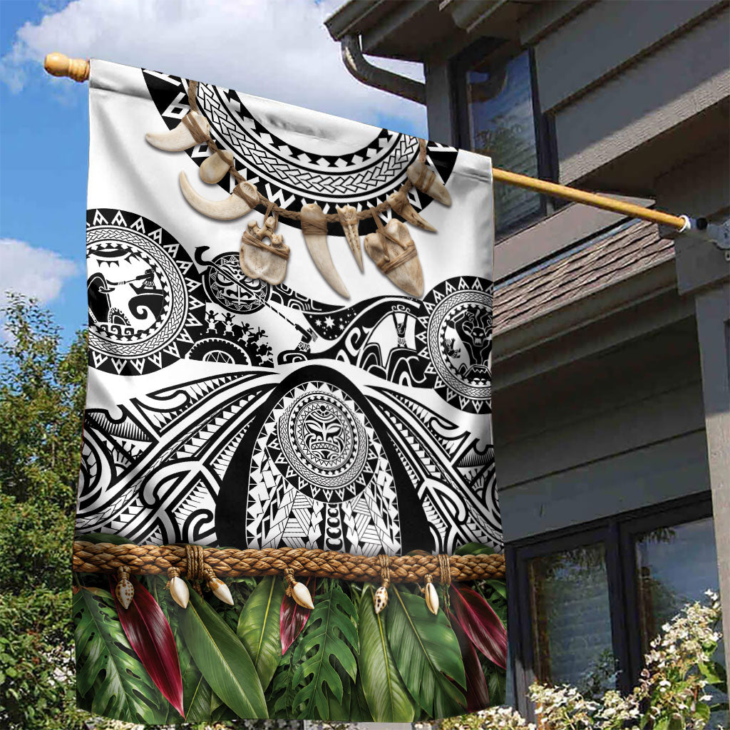 Polynesia Maui White Tattoo Inspired Garden Flag Tropical Leaf Skirt Costume DT05 - Polynesian Pride