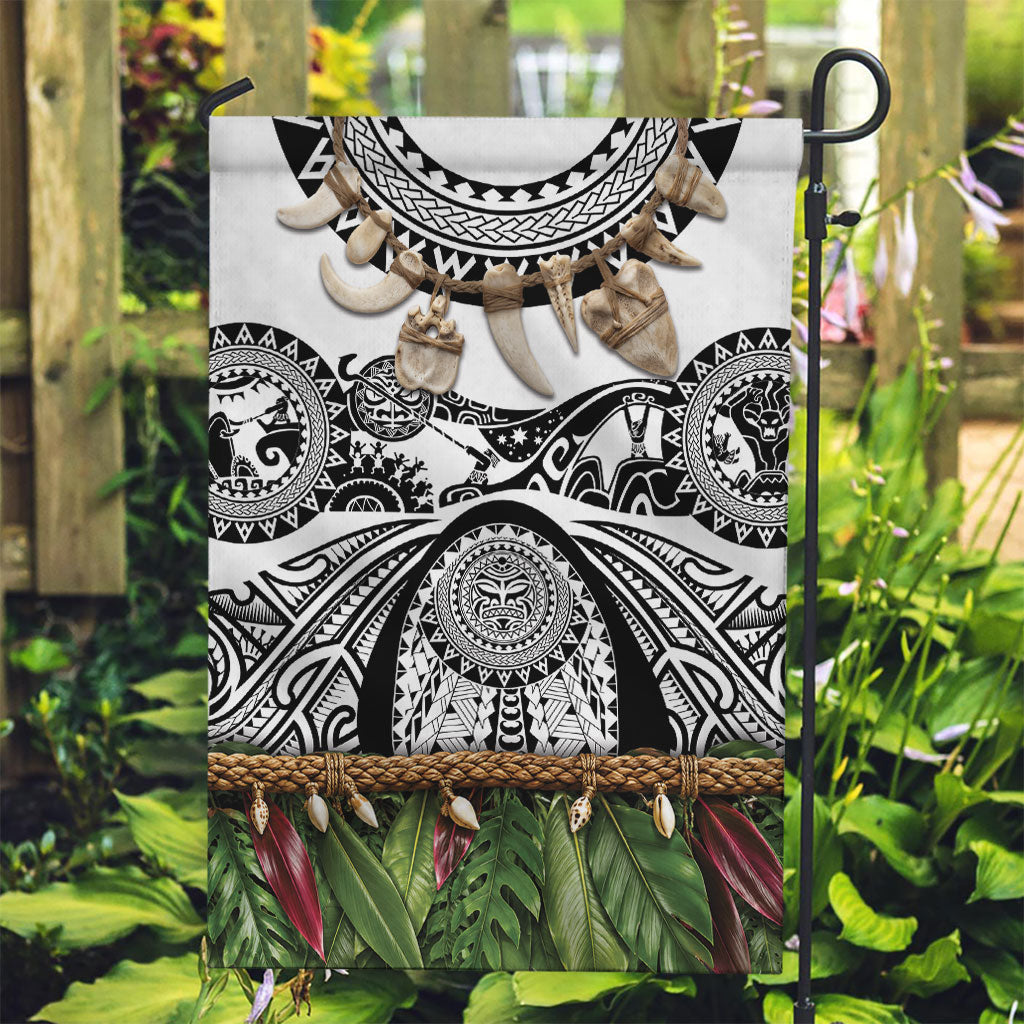 Polynesia Maui White Tattoo Inspired Garden Flag Tropical Leaf Skirt Costume DT05 Garden Flag White - Polynesian Pride