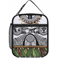 Polynesia Maui White Tattoo Inspired Lunch Bag Tropical Leaf Skirt Costume DT05 10.2 × 8.3 × 4.3 inch White - Polynesian Pride