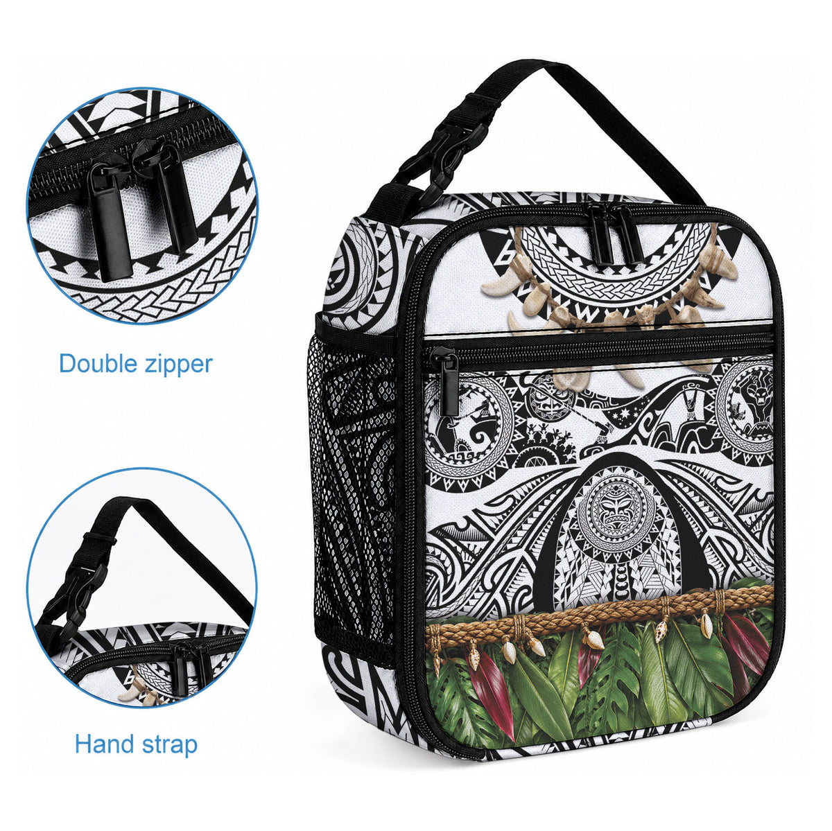 Polynesia Maui White Tattoo Inspired Lunch Bag Tropical Leaf Skirt Costume DT05 - Polynesian Pride