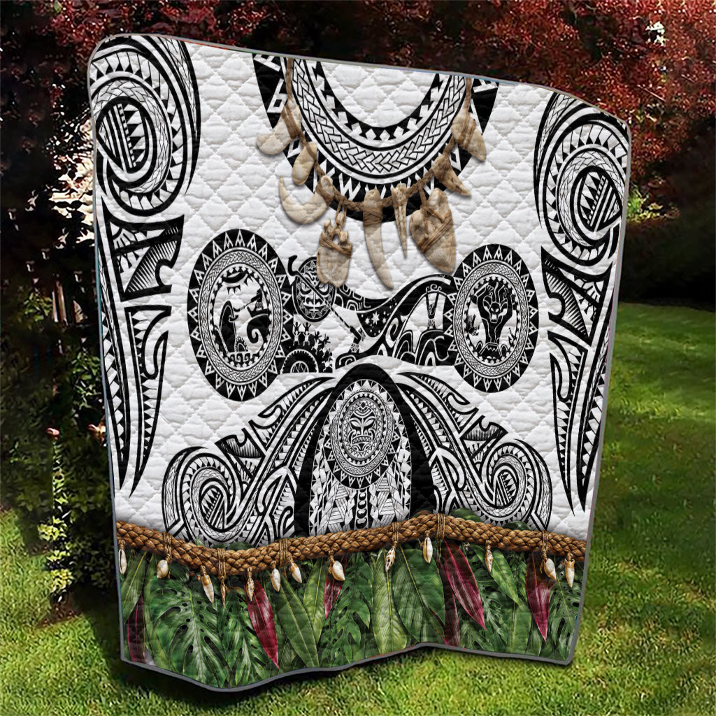 Polynesia Maui White Tattoo Inspired Quilt Tropical Leaf Skirt Costume DT05 - Polynesian Pride