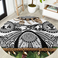 Polynesia Maui White Tattoo Inspired Round Carpet Tropical Leaf Skirt Costume DT05 White - Polynesian Pride