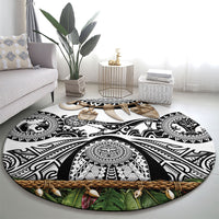 Polynesia Maui White Tattoo Inspired Round Carpet Tropical Leaf Skirt Costume DT05 - Polynesian Pride