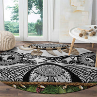 Polynesia Maui White Tattoo Inspired Round Carpet Tropical Leaf Skirt Costume DT05 - Polynesian Pride
