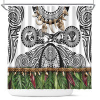 Polynesia Maui White Tattoo Inspired Shower Curtain Tropical Leaf Skirt Costume DT05 White - Polynesian Pride