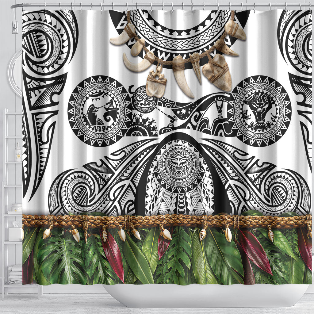 Polynesia Maui White Tattoo Inspired Shower Curtain Tropical Leaf Skirt Costume DT05 - Polynesian Pride