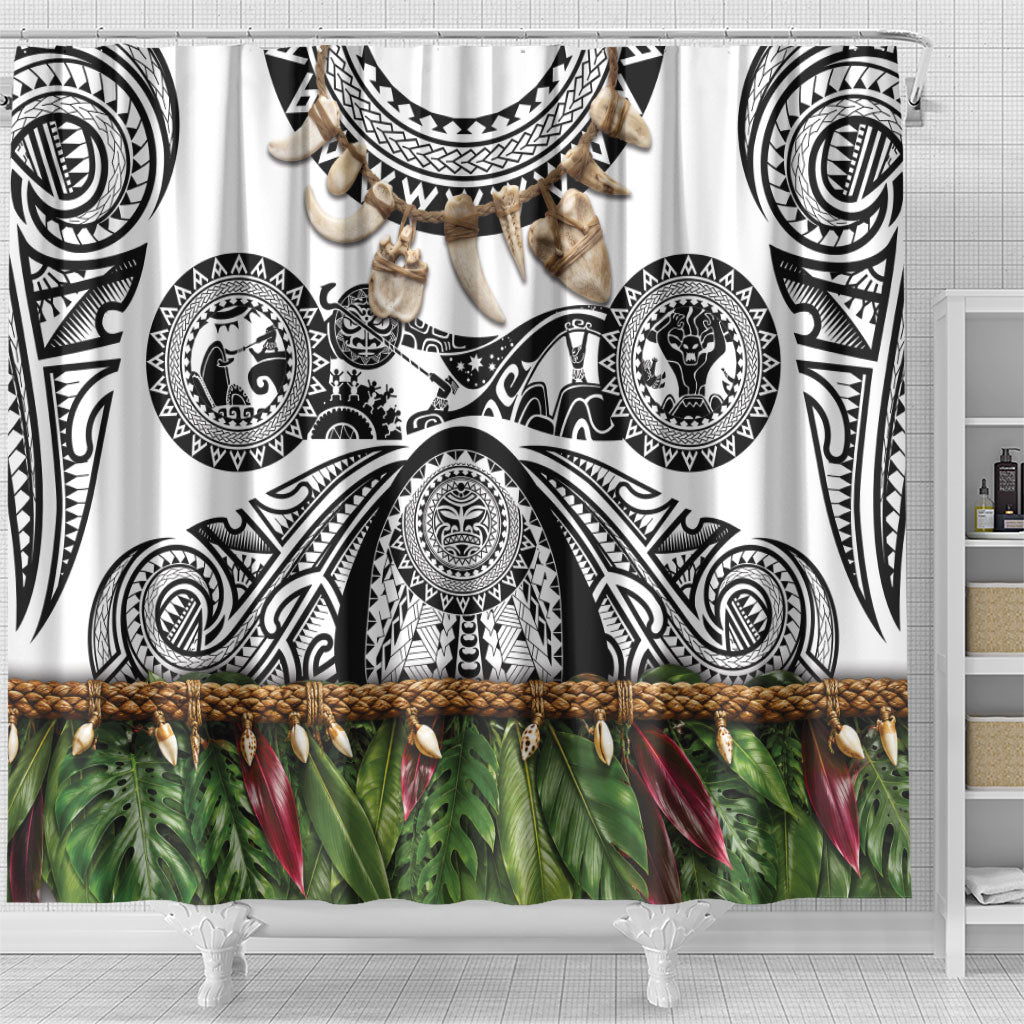Polynesia Maui White Tattoo Inspired Shower Curtain Tropical Leaf Skirt Costume DT05 - Polynesian Pride