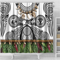Polynesia Maui White Tattoo Inspired Shower Curtain Tropical Leaf Skirt Costume DT05 - Polynesian Pride