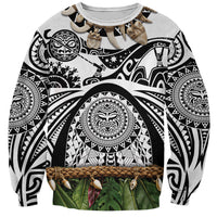 Polynesia Maui White Tattoo Inspired Sweatshirt Tropical Leaf Skirt Costume DT05 Unisex White - Polynesian Pride