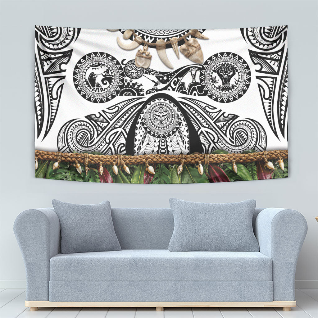 Polynesia Maui White Tattoo Inspired Tapestry Tropical Leaf Skirt Costume DT05 - Polynesian Pride