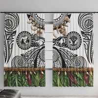 Polynesia Maui White Tattoo Inspired Window Curtain Tropical Leaf Skirt Costume DT05 With Hooks White - Polynesian Pride