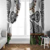 Polynesia Maui White Tattoo Inspired Window Curtain Tropical Leaf Skirt Costume DT05 - Polynesian Pride