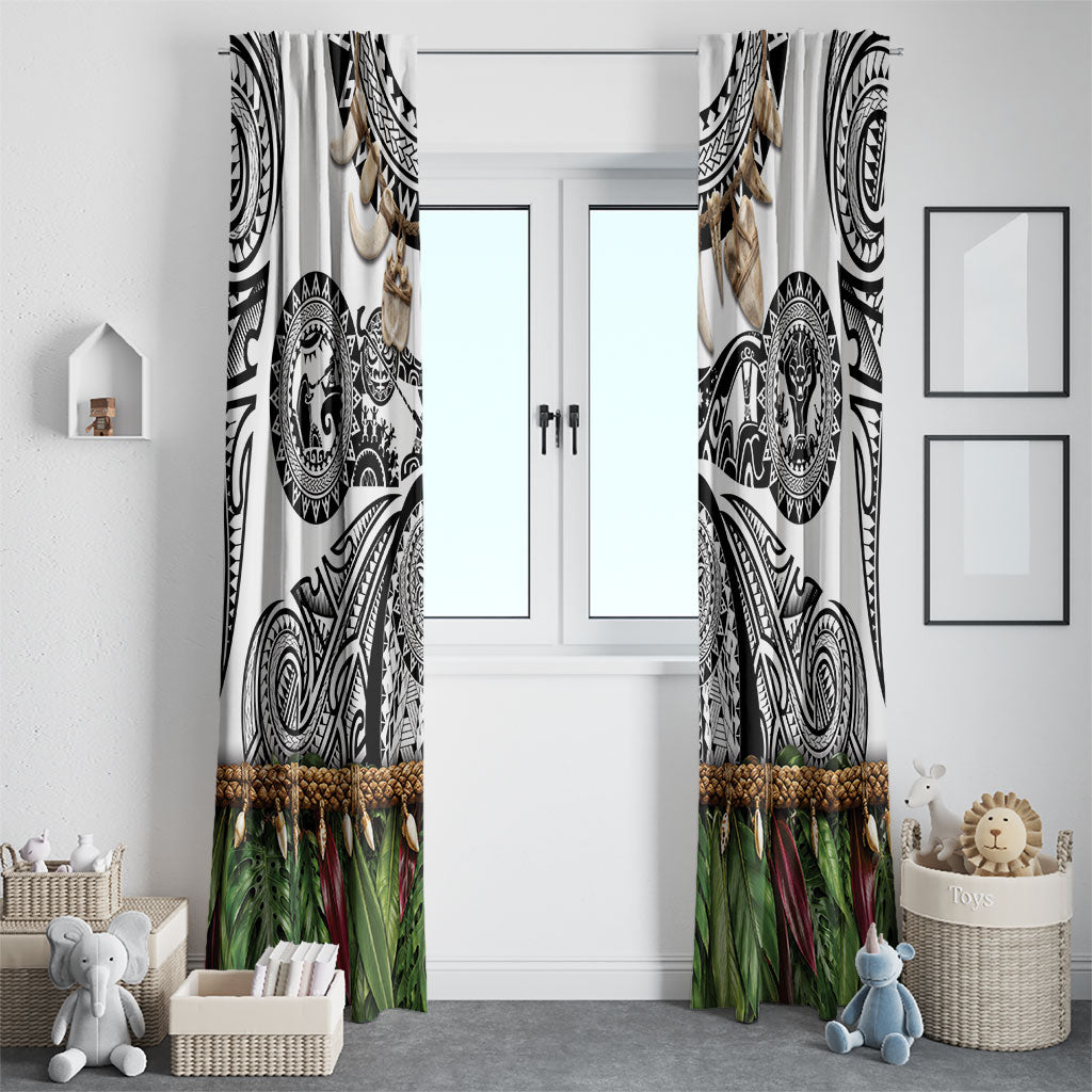 Polynesia Maui White Tattoo Inspired Window Curtain Tropical Leaf Skirt Costume DT05 - Polynesian Pride
