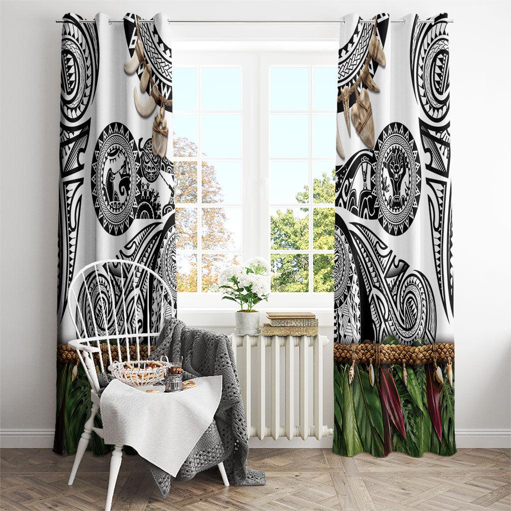 Polynesia Maui White Tattoo Inspired Window Curtain Tropical Leaf Skirt Costume DT05 - Polynesian Pride