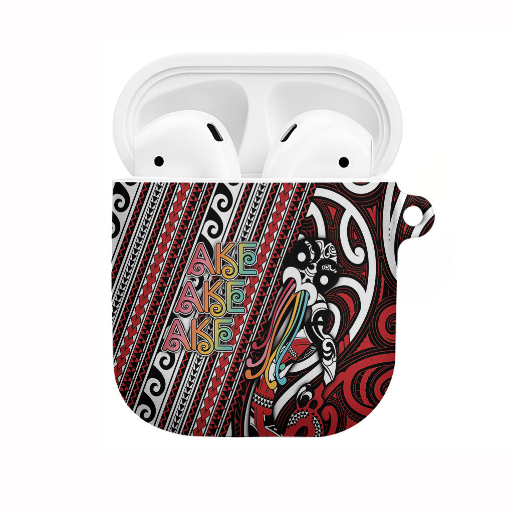 Maori Language Week AirPods Case Ake Ake Ake Tribal Patterns DT05 Red - Polynesian Pride