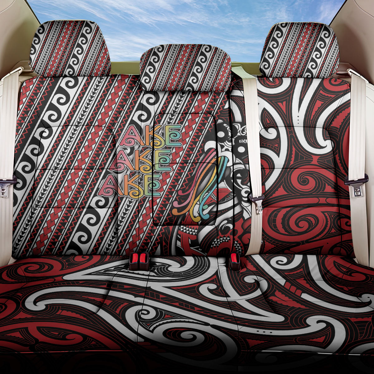 Maori Language Week Back Car Seat Cover Ake Ake Ake Tribal Patterns DT05 One Size Red - Polynesian Pride