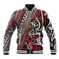 Personalised Maori Language Week Baseball Jacket Ake Ake Ake Tribal Patterns DT05 Unisex Red - Polynesian Pride