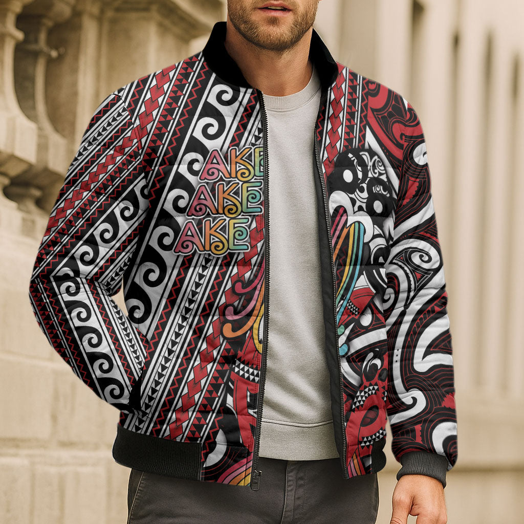 Personalised Maori Language Week Bomber Puffer Jacket Ake Ake Ake Tribal Patterns DT05 - Polynesian Pride