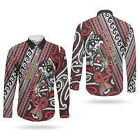 Personalised Maori Language Week Couples Matching Mermaid Dress and Long Sleeve Button Shirt Ake Ake Ake Tribal Patterns DT05 - Polynesian Pride