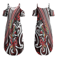 Personalised Maori Language Week Couples Matching Summer Maxi Dress and Long Sleeve Button Shirt Ake Ake Ake Tribal Patterns DT05 - Polynesian Pride