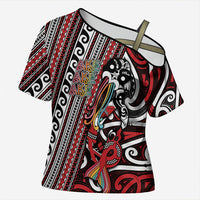 Personalised Maori Language Week Cross Shoulder Shirt Ake Ake Ake Tribal Patterns DT05 Female Red - Polynesian Pride