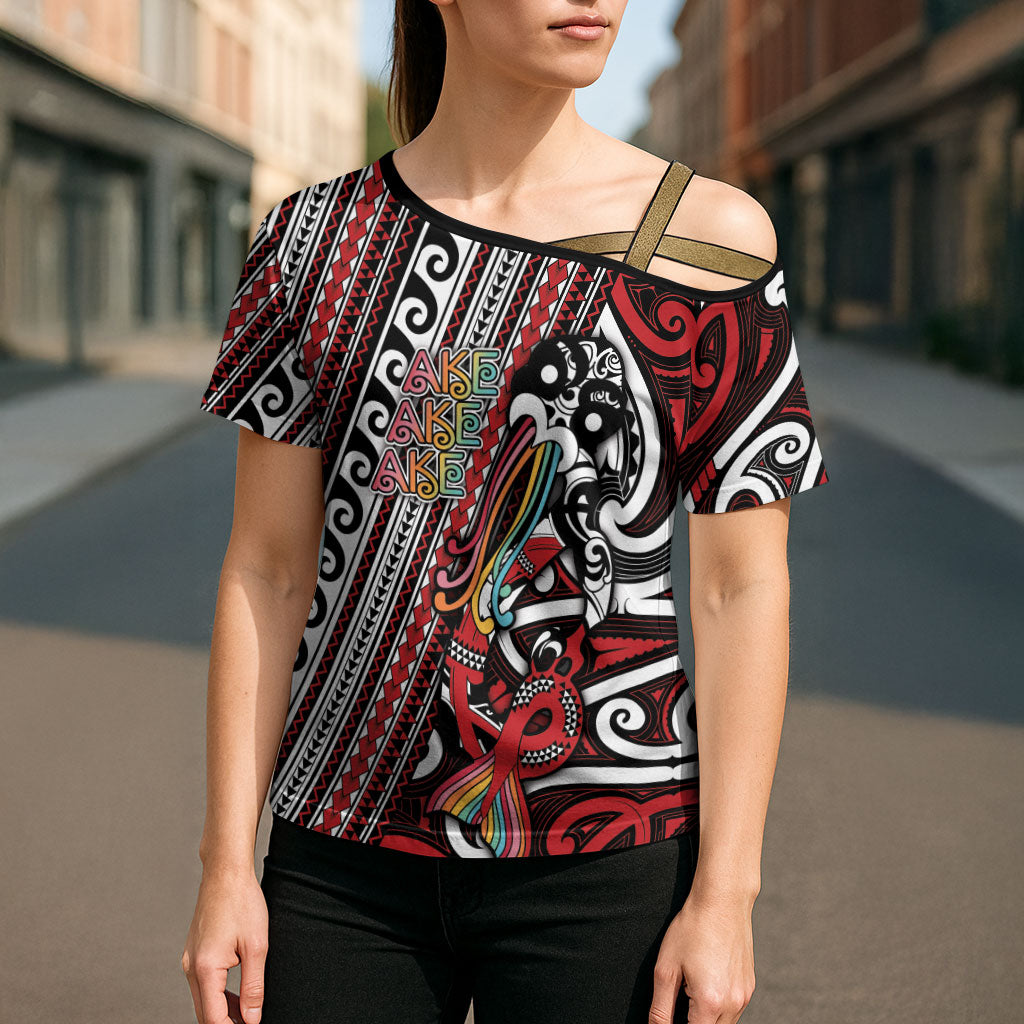 Personalised Maori Language Week Cross Shoulder Shirt Ake Ake Ake Tribal Patterns DT05 - Polynesian Pride