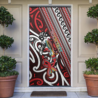 Personalised Maori Language Week Door Cover Ake Ake Ake Tribal Patterns DT05 Red - Polynesian Pride