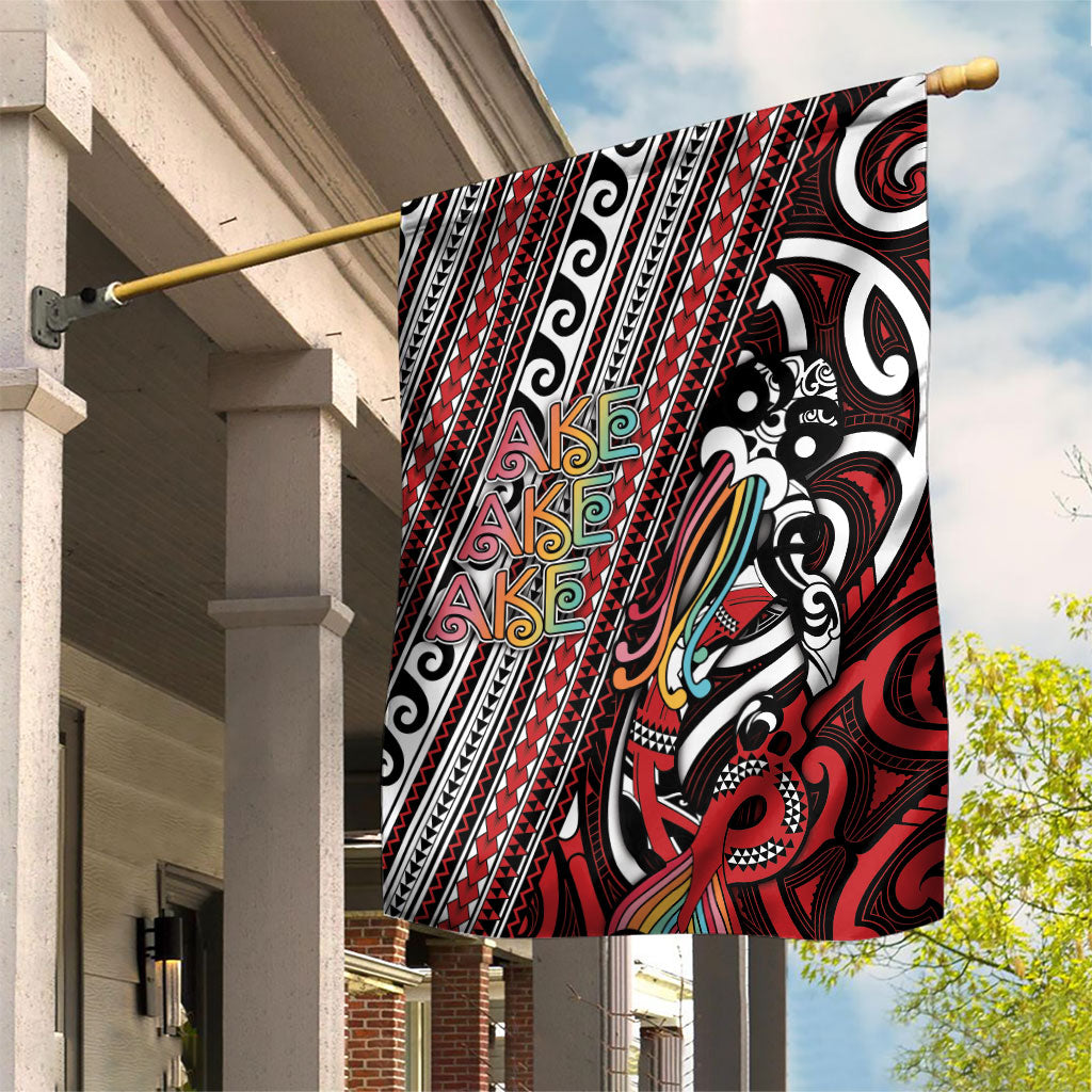 Maori Language Week Garden Flag Ake Ake Ake Tribal Patterns DT05 House Flag Red - Polynesian Pride