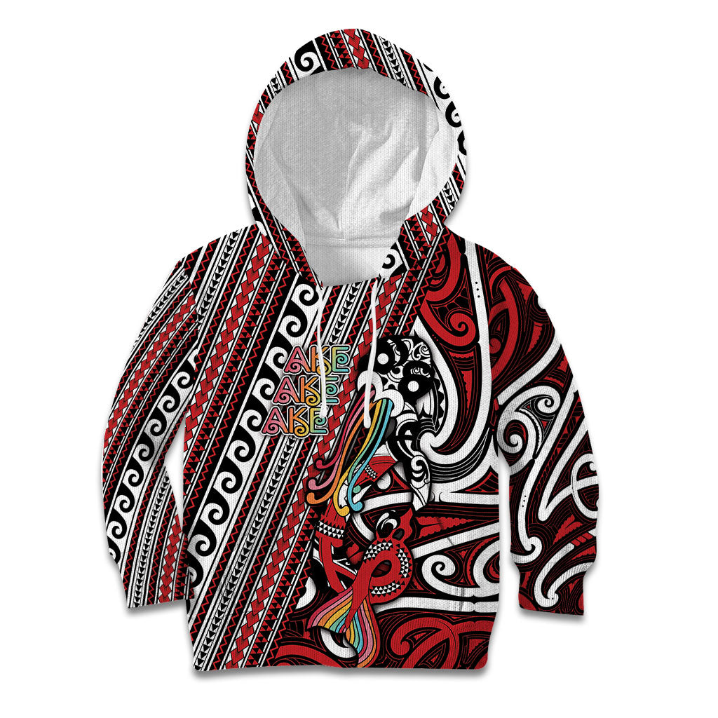 Personalised Maori Language Week Kid Hoodie Ake Ake Ake Tribal Patterns DT05 Hoodie Red - Polynesian Pride
