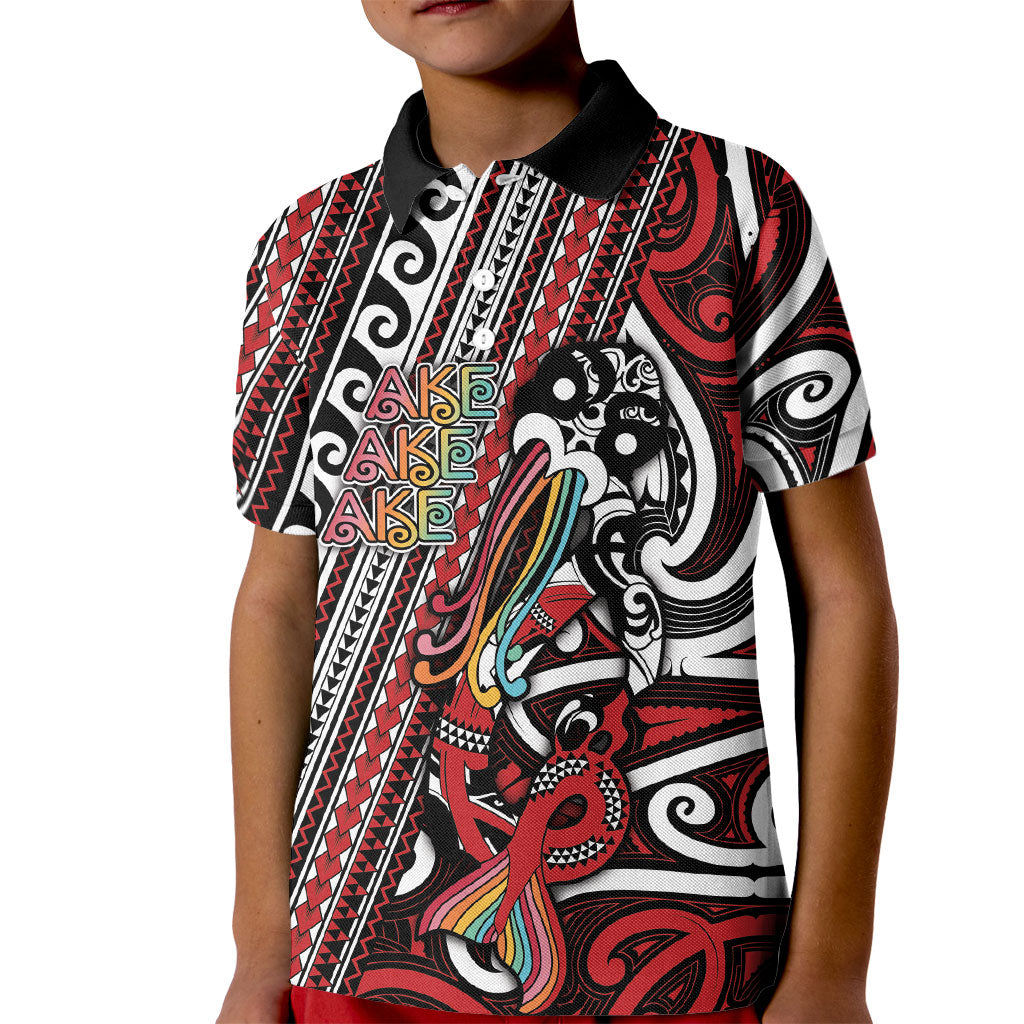Personalised Maori Language Week Kid Polo Shirt Ake Ake Ake Tribal Patterns DT05 Kid Red - Polynesian Pride