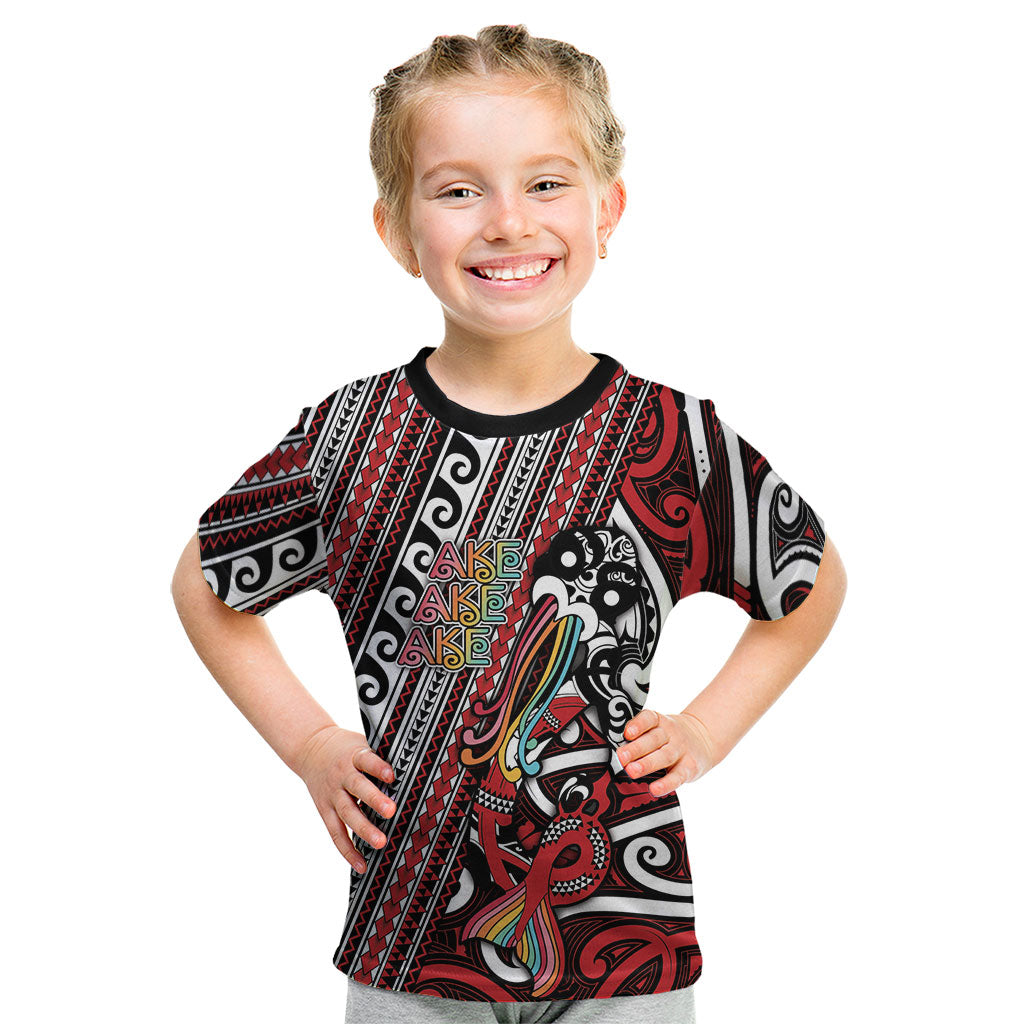 Personalised Maori Language Week Kid T Shirt Ake Ake Ake Tribal Patterns DT05 Red - Polynesian Pride