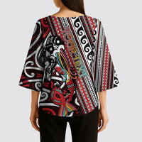Personalised Maori Language Week Kimono Sleeve Blouse Ake Ake Ake Tribal Patterns DT05 - Polynesian Pride