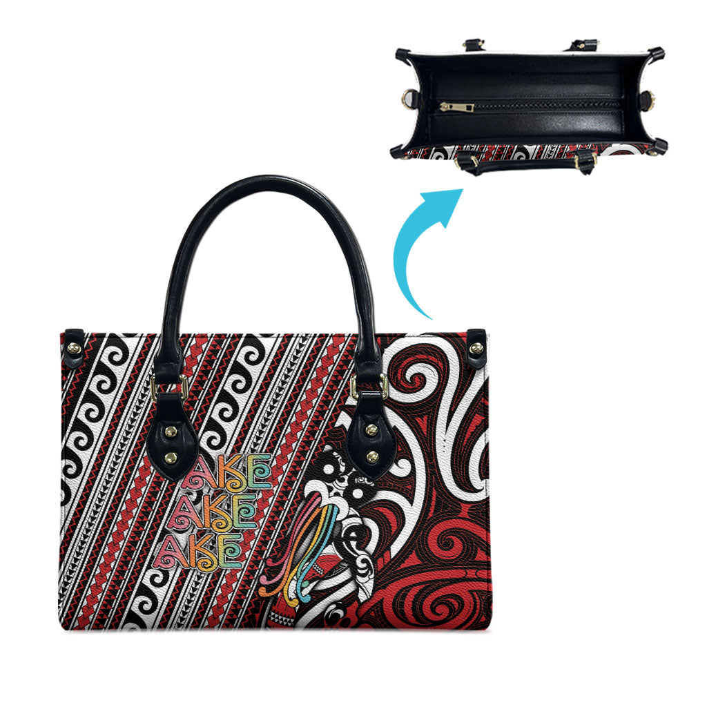 Maori Language Week Leather Bag Ake Ake Ake Tribal Patterns DT05 - Polynesian Pride