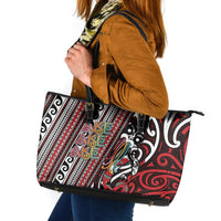 Maori Language Week Leather Tote Bag Ake Ake Ake Tribal Patterns DT05 Red - Polynesian Pride