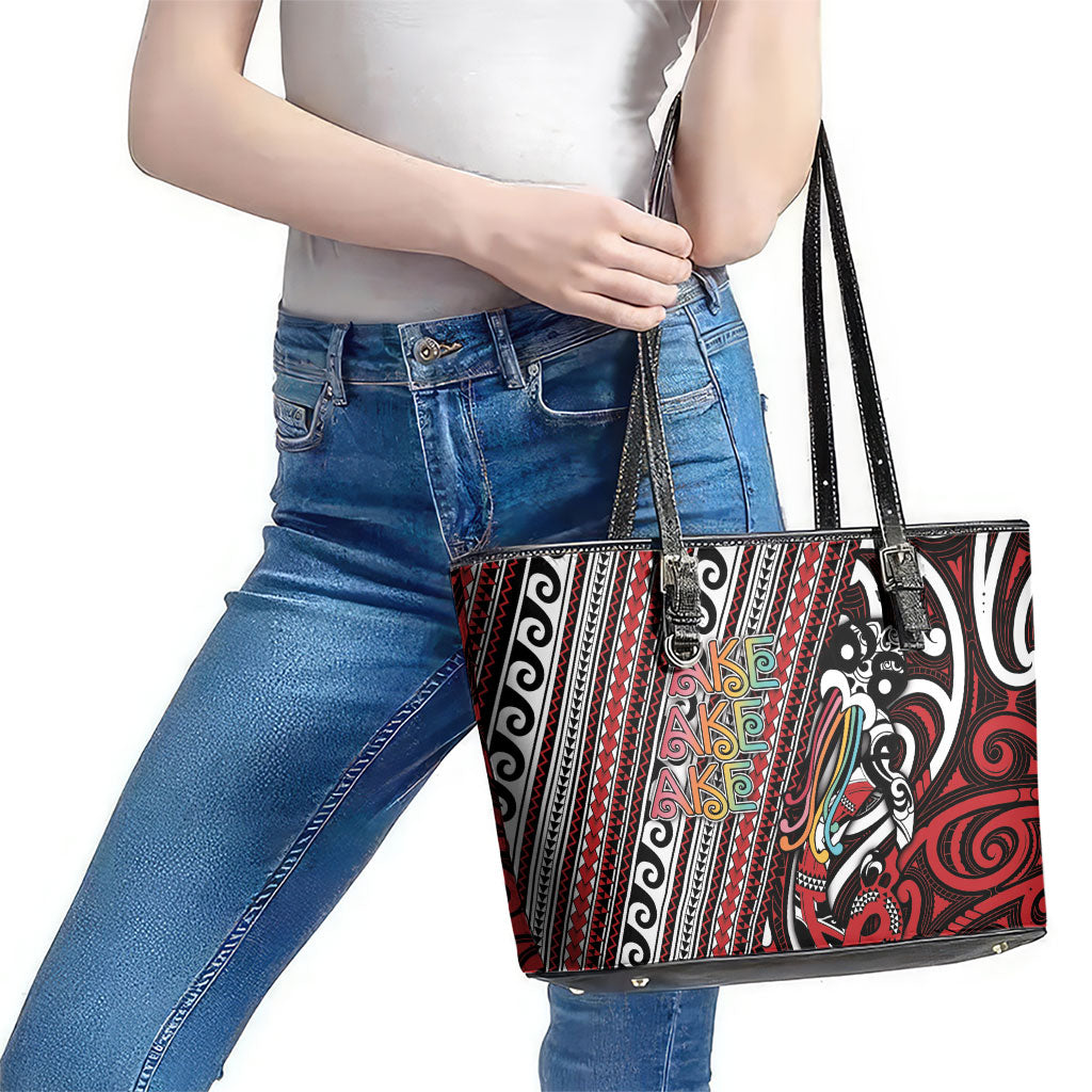 Maori Language Week Leather Tote Bag Ake Ake Ake Tribal Patterns DT05 - Polynesian Pride