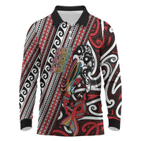 Personalised Maori Language Week Long Sleeve Polo Shirt Ake Ake Ake Tribal Patterns DT05 Red - Polynesian Pride